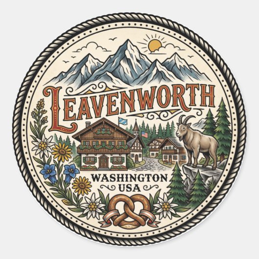 Leavenworth USA Runder Aufkleber (Vorderseite)