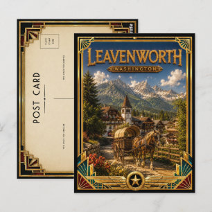 Leavenworth Washington Vintage Art Deco Golden Age Postkarte