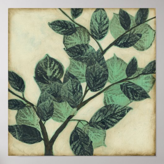 Leaves and Branches on Cream Background Poster (Vorne)