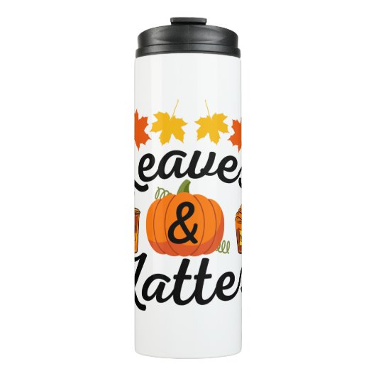 Leaves And Latte Fall Autumn Thermosbecher (Vorderseite)