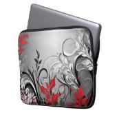 Leaves and Swirls Red Black White Electronics Bag Laptopschutzhülle (Vorderseite Links)