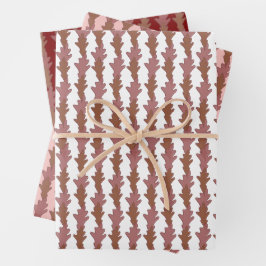 Leaves in Rich Reds Holiday Gift Paper Geschenkpapier Set