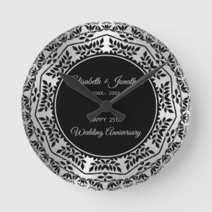 Leaves Mandala 25. Jubiläum Runde Wanduhr