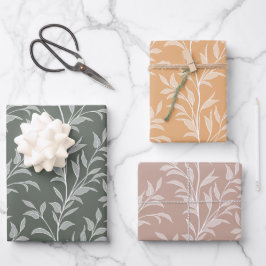 Leaves Poetry Earthy Olive Glow Modern Botanical Geschenkpapier Set