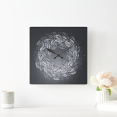 leaves prints in circle quadratische wanduhr (Zuhause)