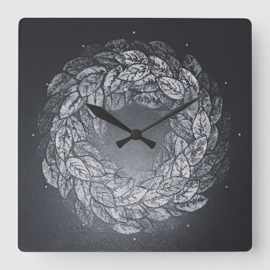 leaves prints in circle quadratische wanduhr (Vorderseite)