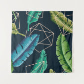 Leaves seamless pattern with abstract polygonal li wandteppich (Vorderseite (Horizontal))