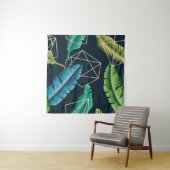 Leaves seamless pattern with abstract polygonal li wandteppich (Beispiel (Horizontal))