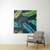 Leaves seamless pattern with abstract polygonal li wandteppich (Beispiel)