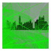 Leaves veins over the city skyline - Abstract Fotodruck (Vorne)