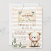 Leaves Watercolor Teddy Bear Einladung (Vorderseite)