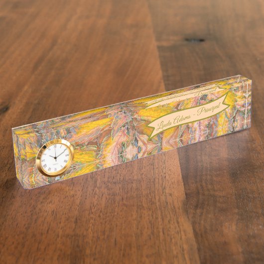 LEAVES/YELLOW, GREEN AND PEACHY PINK/PERSONALIZED NAMENSPLAKETTE (Seite)