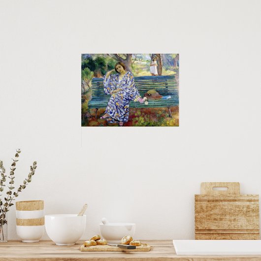 Lebasque - Junge Frau sitzt 1911 auf einer Bank Poster (Küche)