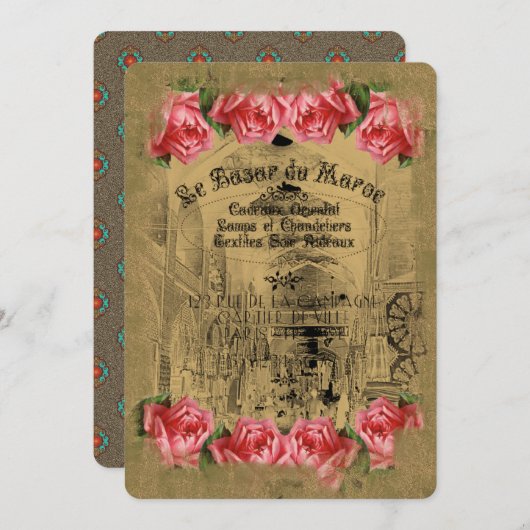 LeBazarDuMaroc Gold - Einladungskarte, Lesezeichen Einladung (Vorne/Hinten)