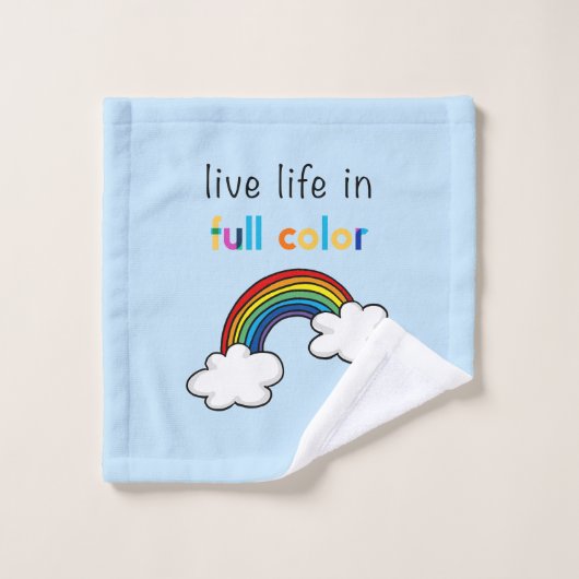 Lebe das Leben in voller Farbigkeit Regenbogen Badhandtuch Set (Waschlappen)