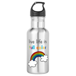 Lebe das Leben in voller Farbigkeit Regenbogen Edelstahlflasche