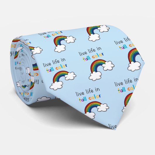 Lebe das Leben in voller Farbigkeit Regenbogen Krawatte (Gerollt)