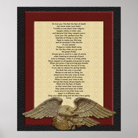 "Lebe dein Leben", Chef Tecumseh mit Goldadler Poster (Vorne)