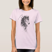 "Lebe den Traum B&W Whimsical Abstrakt Horse T-Shirt (Vorderseite)