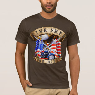 Lebe frei oder stirb, Motorrad-Patriot, Adler, T-Shirt