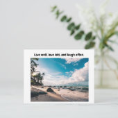 Lebe gut, Liebe viel, und lache oft. Postkarte (Stehend Vorderseite)