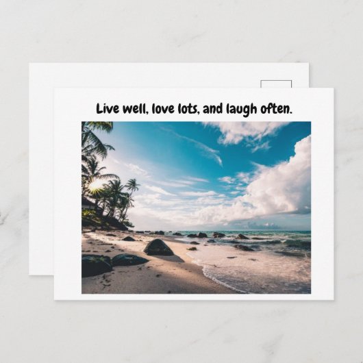 Lebe gut, Liebe viel, und lache oft. Postkarte (Vorne/Hinten)