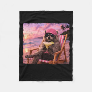 Lebe hier Waschbär Sommer Vibes wilde Mädchen Somm Fleecedecke