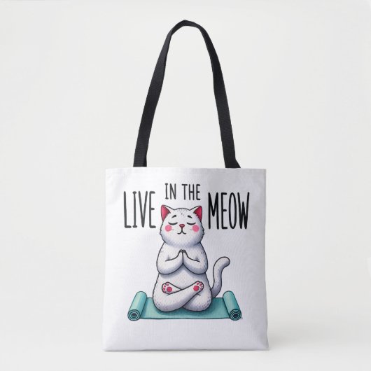 "Lebe in the Meow" Funny Cat Lover Tasche (Vorderseite)