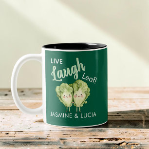 Lebe Lache Blatt Lustiges Gemüse Freund Geschenk Zweifarbige Tasse
