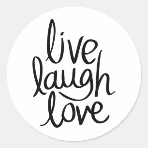 Lebe Lache Liebe – Klassische Inspirierende Typogr Runder Aufkleber