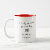 Lebe. Lachen, Liebe und DENKEN! Zwei-Tone-Tasse Zweifarbige Tasse (Links)