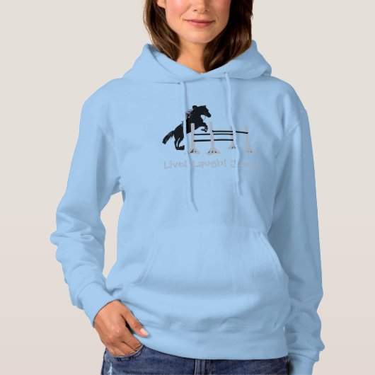Lebe! Lachen! Spring! Reitpferd Hoodie (Vorderseite)