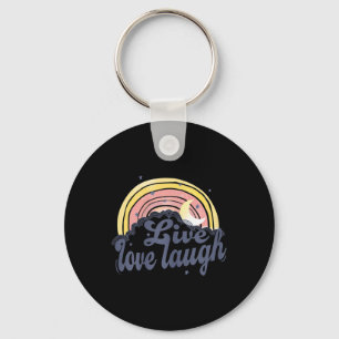Lebe Lebe Lache Vintage Boho Grafik Süße Damen Q Schlüsselanhänger