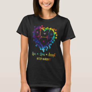 Lebe Liebe Akzeptiere Autismus-Bewusstsein Autismu T-Shirt