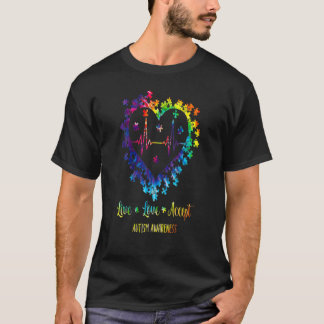Lebe Liebe Akzeptiere Autismus-Bewusstsein Autismu T-Shirt