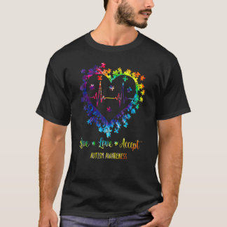 Lebe Liebe Akzeptiere Autismus-Bewusstsein Autismu T-Shirt