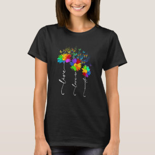 Lebe Liebe Akzeptiere Blume Schmetterling Autismus T-Shirt