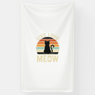 Lebe Liebe Miau Vintage-Katze Sonnenuntergang Desi Banner