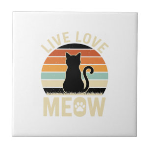 Lebe Liebe Miau Vintage-Katze Sonnenuntergang Desi Fliese