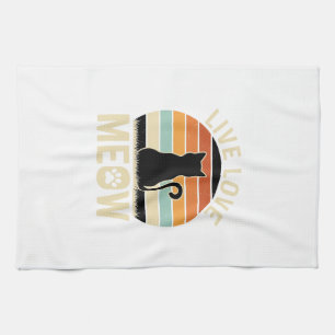 Lebe Liebe Miau Vintage-Katze Sonnenuntergang Desi Geschirrtuch