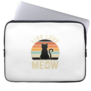 Lebe Liebe Miau Vintage-Katze Sonnenuntergang Desi Laptopschutzhülle