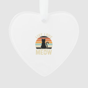 Lebe Liebe Miau Vintage-Katze Sonnenuntergang Desi Ornament