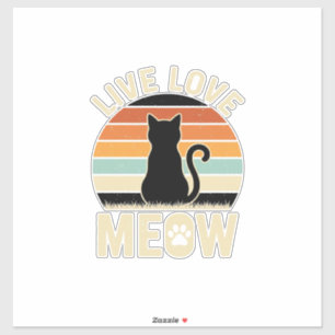 Lebe Liebe Mieze Vintage-Katze-Sonnenuntergang-Des Aufkleber