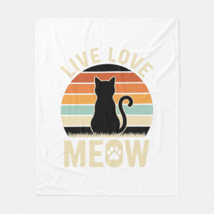 Lebe Liebe Mieze Vintage-Katze-Sonnenuntergang-Des Fleecedecke