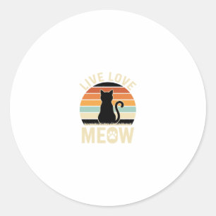 Lebe Liebe Mieze Vintage-Katze-Sonnenuntergangs-De Runder Aufkleber