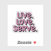 Lebe. Liebe. Serve. Pink Pickleball Aufkleber (Blatt)