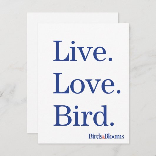 Lebe. Liebe. Vogel. Postkarte (Vorne/Hinten)