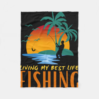 Lebe Mein Bestes Leben Lebe Um Zu Fischen Und Fisc Fleecedecke