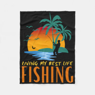 Lebe Mein Bestes Leben Lebe Um Zu Fischen Und Fisc Fleecedecke
