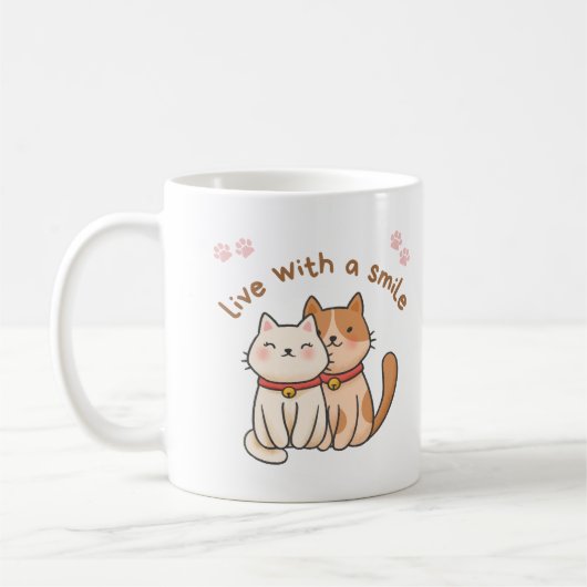 Lebe mit einem Lächeln Kaffeetasse (Links)